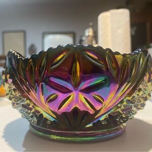 Indiana Blue Carnival Glass Bowl